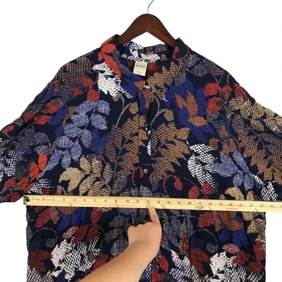 Blair Women's Long Sleeve Button Shirt Plus Size 2XL Leaf Print Lightweight Fall - Picture 5 of 9